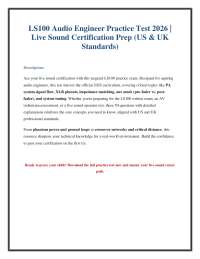 LS100 Audio Engineer Certification Practice Test 2026
