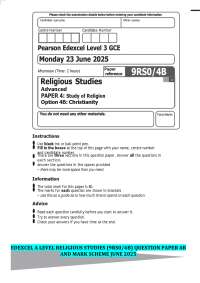 A Level Religious Studies: Christianity Exam Questions