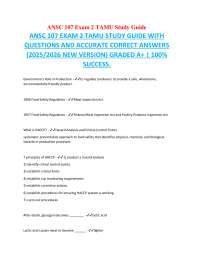 ANSC 107 Exam 2 Study Guide: Questions and Answers for TAMU Students