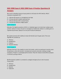 NSG 3280 Exam 4/ NSG 3280 Exam 4 Practice Questions & Answers/Latest Updated