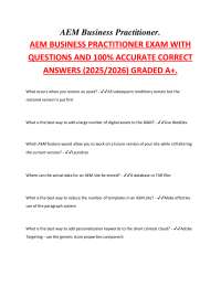 AEM Business Practitioner Exam Questions and Answers 2025/2026