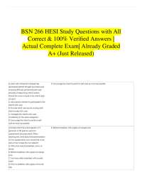 BSN 266 HESI Study Questions with All Correct & 100% Verified Answers |Actual Complete Exa