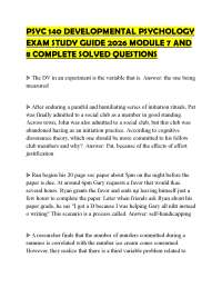 PSYC 140 DEVELOPMENTAL PSYCHOLOGY EXAM STUDY GUIDE 2026 MODULE 7 AND 8 COMPLETE SOLVED QUE