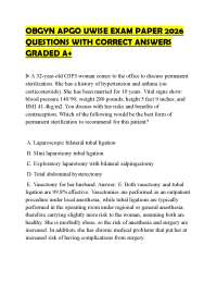 OBGYN APGO UWISE EXAM PAPER 2026 QUESTIONS WITH CORRECT ANSWERS GRADED A+