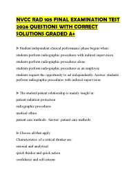 NVCC RAD 105 FINAL EXAMINATION TEST 2026 QUESTIONS WITH CORRECT SOLUTIONS GRADED A+