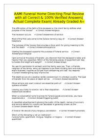 AAMI Funeral Home Directing Final Review with all Correct & 100% Verified Answers| Actual