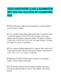 TEXAS WASTEWATER CLASS A EXAMINATION TEST 2026 FULL SOLUTION SET GUARANTEED PASS