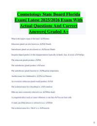 Cosmetology State Board Florida Exam| Latest 2025/2026 Exam With Actual Questions And Co