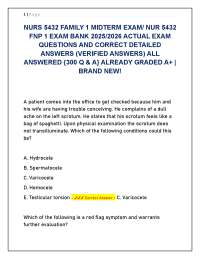 NURS 5432 Family 1 Midterm Exam 2025/2026: FNP 1 Q&A with Detailed Answers