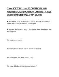 CWV 101 TOPIC 3 QUIZ QUESTIONS AND ANSWERS GRAND CANYON UNIVERSITY 2026 CERTIFICATION EVAL