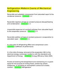 Refrigeration Midterm Exams of Mechanical Engineering