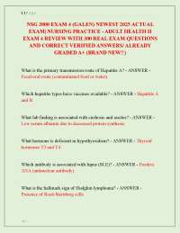 NSG 3800 EXAM 4 (GALEN) NEWEST 2025 ACTUAL EXAM| NURSING PRACTICE - ADULT HEALTH II EXAM 4
