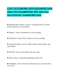 COST ACCOUNTING WITH INTEGRATED DATA ANALYTICS EXAMINATION TEST 2026 FULL SOLUTION SET GUA