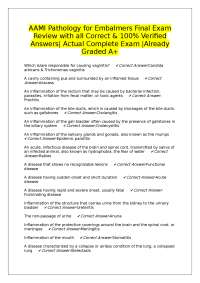 AAMI Pathology for Embalmers Final Exam Review with all Correct & 100% Verified Answers| A
