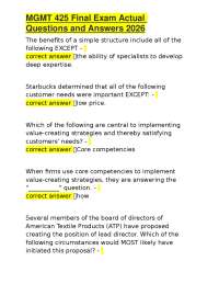 MGMT 425 Final Exam Actual Questions and Answers 2026