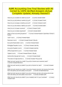 AAMI Accounting One Final Review with All Correct & 100% Verified Answers |Actual Complete