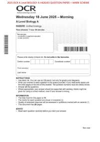 2025 OCR A Level BIOLOGY A H420/03 QUESTION PAPER + MARK SCHEME