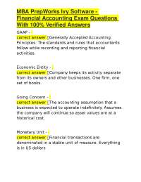 MBA PrepWorks Ivy Software - Financial Accounting Exam Questions With 100% Verified Answer