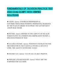 FUNDAMENTALS OF TAXATION PRACTICE TEST 2026 EXAM SCRIPT WITH VERIFIED SOLUTIONS