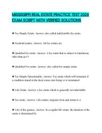 MISSISSIPPI REAL ESTATE PRACTICE TEST 2026 EXAM SCRIPT WITH VERIFIED SOLUTIONS