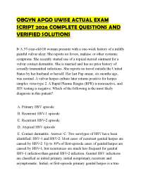 OBGYN APGO UWISE ACTUAL EXAM SCRIPT 2026 COMPLETE QUESTIONS AND VERIFIED SOLUTIONS