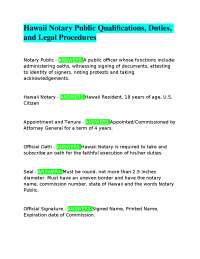 Hawaii Notary Public Qualifications, Duties, and Legal Procedures