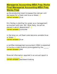 Managerial Accounting-MBA Prep Works Final Managerial Accounting-MBA Prep Works Final