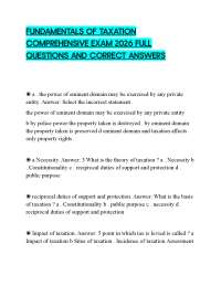 FUNDAMENTALS OF TAXATION COMPREHENSIVE EXAM 2026 FULL QUESTIONS AND CORRECT ANSWERS