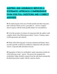 AUDITING AND ASSURANCE SERVICES A SYSTEMATIC APPROACH COMPREHENSIVE EXAM 2026 FULL QUESTIO