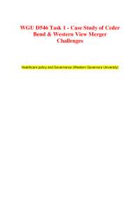 WGU D546 Task 1 – Ceder Bend & Western View Merger Case Study 2025 | Passed-First-Try Temp