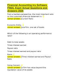 Financial Accounting Ivy Software FINAL Exam Actual Questions and Answers 2026
