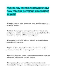 PSYCHOLOGY 6TH EDITION COMPREHENSIVE EXAM 2026 FULL QUESTIONS AND CORRECT ANSWERS