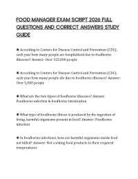 FOOD MANAGER EXAM SCRIPT 2026 FULL QUESTIONS AND CORRECT ANSWERS STUDY GUIDE