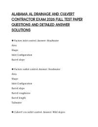 ALABAMA AL DRAINAGE AND CULVERT CONTRACTOR EXAM 2026 FULL TEST PAPER QUESTIONS AND DETAILE