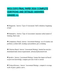 WGU D293 FINAL PAPER 2026 COMPLETE QUESTIONS AND DETAILED ANSWERS GRADED A+