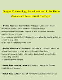 Oregon Cosmetology Laws & Rules Exam Q&A 2026 – Expert-Verified Study Guide