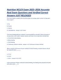 Nutrition NCLEX Exam Questions and Answers 2025-2026