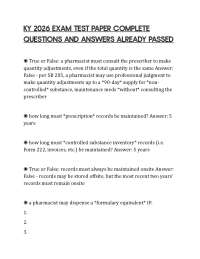 KY 2026 EXAM TEST PAPER COMPLETE QUESTIONS AND ANSWERS ALREADY PASSED