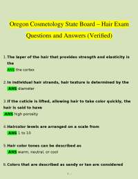 Oregon Cosmetology State Board Hair Exam: Questions and Answers