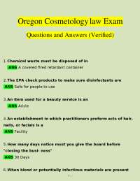Oregon Cosmetology Law Exam: Questions and Answers
