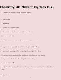 Chemistry 101 Midterm Exam Questions and Answers