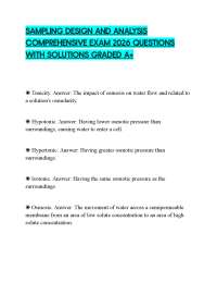 SAMPLING DESIGN AND ANALYSIS COMPREHENSIVE EXAM 2026 QUESTIONS WITH SOLUTIONS GRADED A+