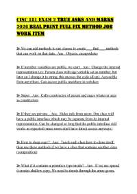 CISC 181 EXAM 2 TRUE ASKS AND MARKS 2026 REAL PRINT FULL FIX METHOD JOB WORK ITE