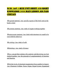 RCBC A&P 1 QUIZ UNIT SHEET AND RIGHT KNOWLEDGE 2026 MAIN LESSON AID PASS CERTAIN