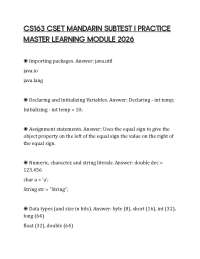 CS163 CSET MANDARIN SUBTEST I PRACTICE MASTER LEARNING MODULE 2026