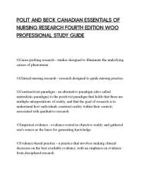 POLIT AND BECK CANADIAN ESSENTIALS OF NURSING RESEARCH FOURTH EDITION WOO PROFESSIONAL STU