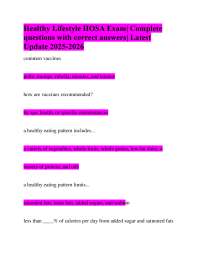 Healthy Lifestyle HOSA Exam Questions and Answers 2025-2026