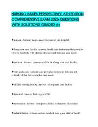 NURSING ISSUES PERSPECTIVES 6TH EDITION COMPREHENSIVE EXAM 2026 QUESTIONS WITH SOLUTIONS G