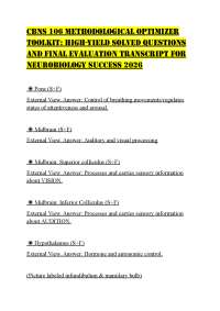 CBNS 106 METHODOLOGICAL OPTIMIZER TOOLKIT: HIGH-YIELD SOLVED QUESTIONS AND FINAL EVALUATIO
