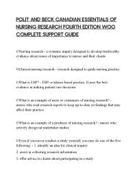 POLIT AND BECK CANADIAN ESSENTIALS OF NURSING RESEARCH FOURTH EDITION WOO COMPLETE SUPPORT